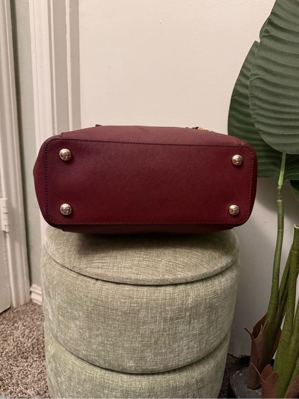 LIKE- NEW Michael Kors Charlotte Large Top Zip Tote Dark Cherry - Picture 6 of 7